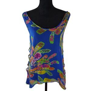 LULUNI Sheer Top Cover Up Small Polyester Summer Floral Lightweight Casual